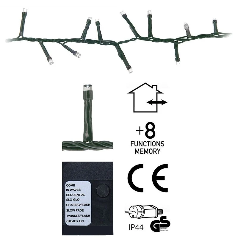 Micro Cluster 800 Led's - 16 Meter - Wit - 8 Functies + Geheugen Marcels Webwinkel