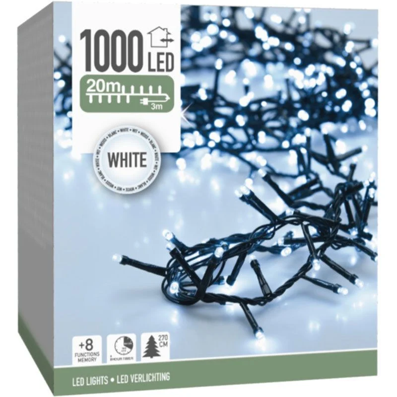 Microcluster - 1000 Led - 20M - Wit - Timer - Lichtfuncties - Geheugen - Buiten Marcels Webwinkel