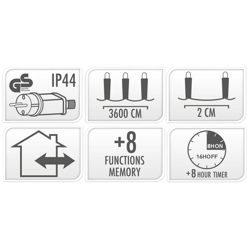 Microcluster - 1800 Led - 36M - Extra Warm Wit - Timer - Lichtfuncties - Geheugen - Buiten Marcels Webwinkel