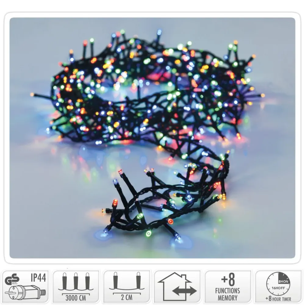 Microcluster - 1800 Led - 36M - Multicolor - Timer - Lichtfuncties - Geheugen - Buiten Marcels Webwinkel