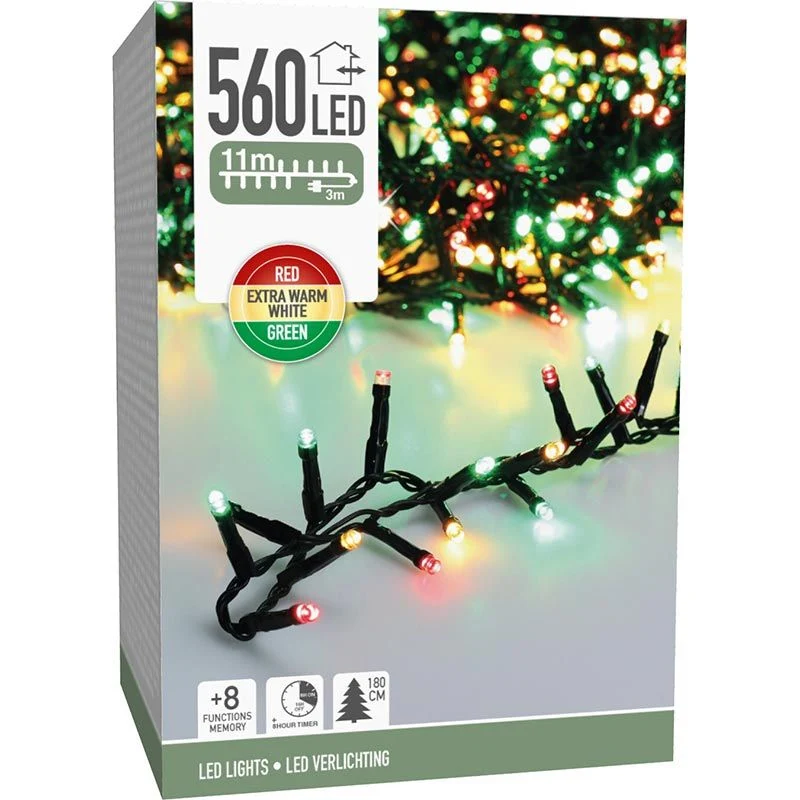 Microcluster - 560 Led - 11M - Three Tone Traditional - Timer - Lichtfuncties - Geheugen - Buiten Marcels Webwinkel