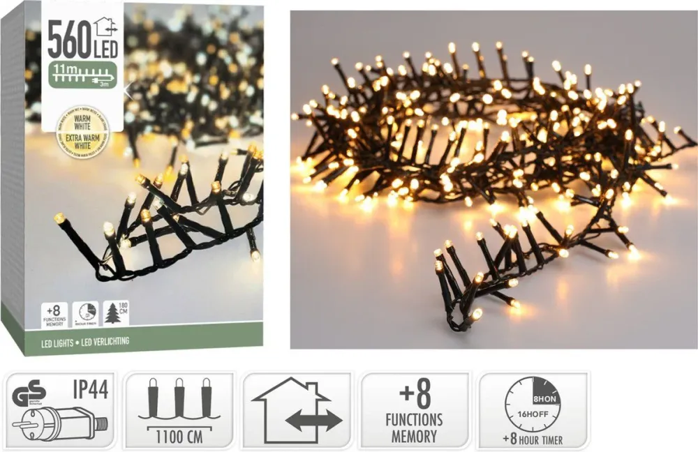 Microcluster - 560 Led - 11M - Two Tone Romantic - Timer - Lichtfuncties - Geheugen - Buiten Marcels Webwinkel