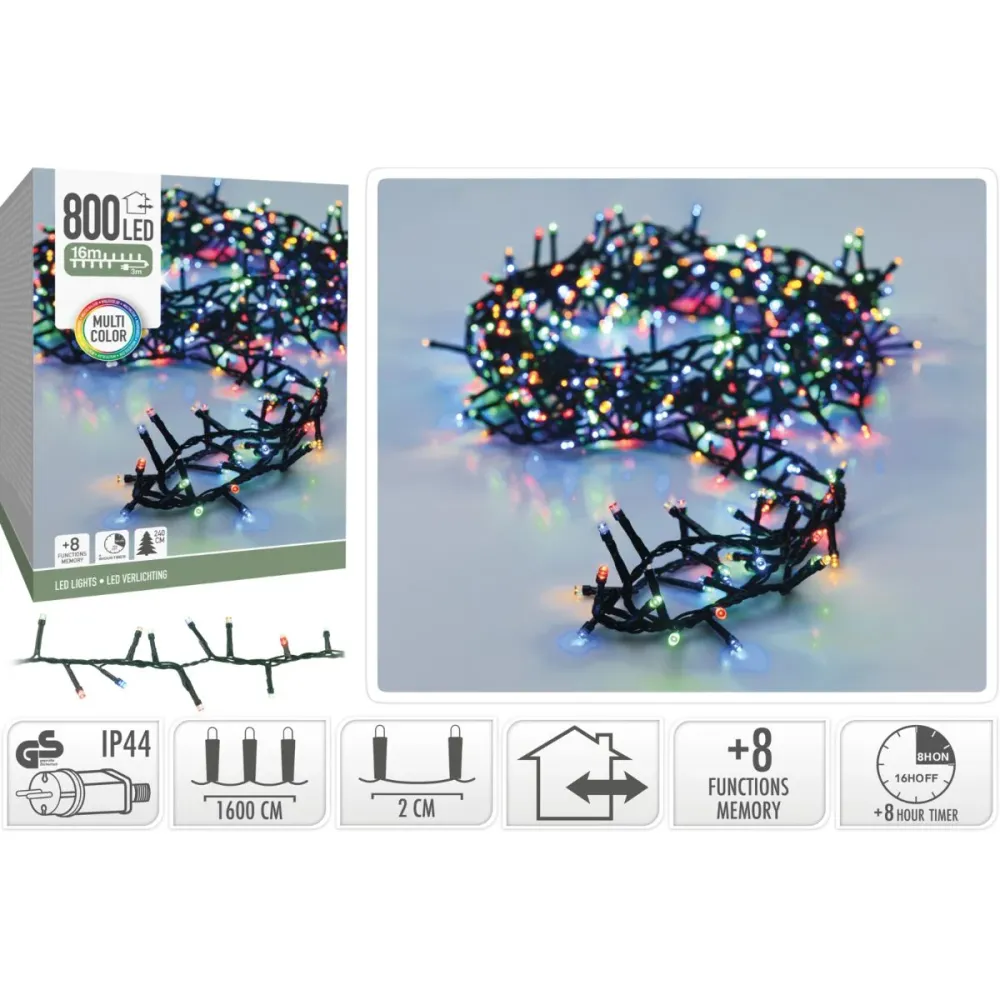 Microcluster - 800 Led - 16M - Multicolor - Timer - Lichtfuncties - Geheugen - Buiten Marcels Webwinkel
