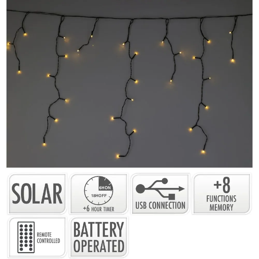 Solar Ijspegelverlichting 780Cm - 240 Led - Usb Oplaadbaar - Afstandsbediening Marcels Webwinkel