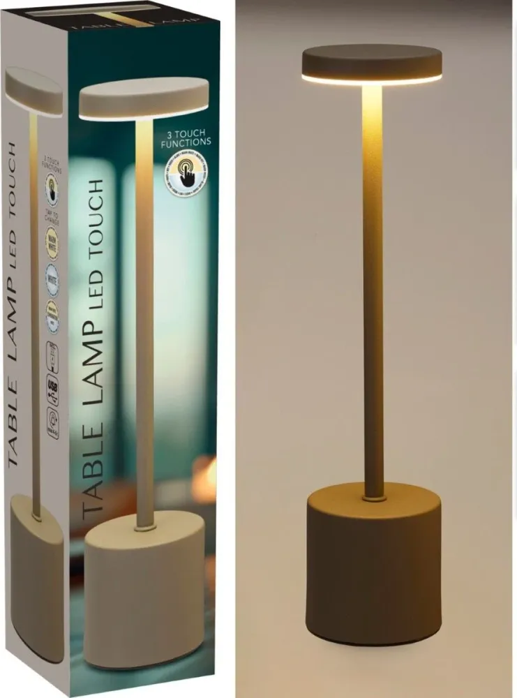 Tafellamp Taupe - 34Cm - Touchlamp - Dimbaar - Usb Marcels Webwinkel