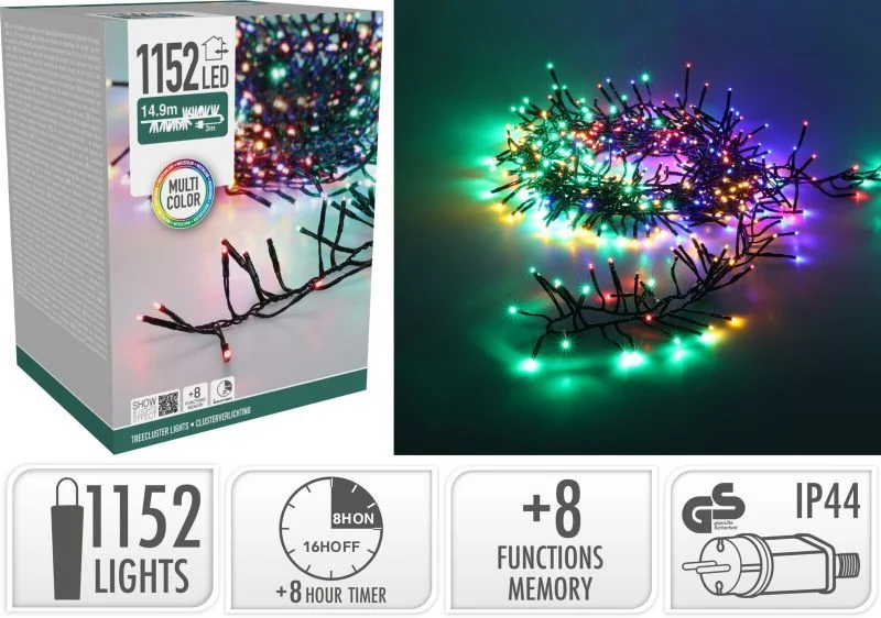 Treecluster Kerstboomverlichting - 1152Led - Multicolor Marcels Webwinkel