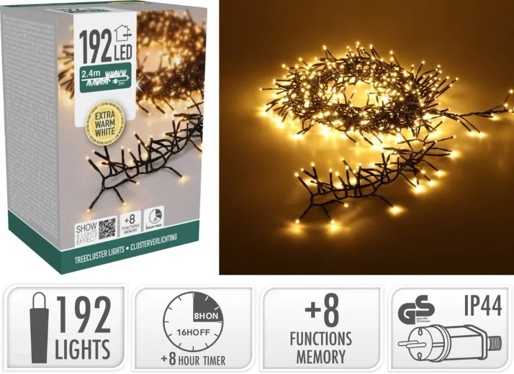 Treecluster Kerstboomverlichting - 192Led - Extra Warm Wit Marcels Webwinkel