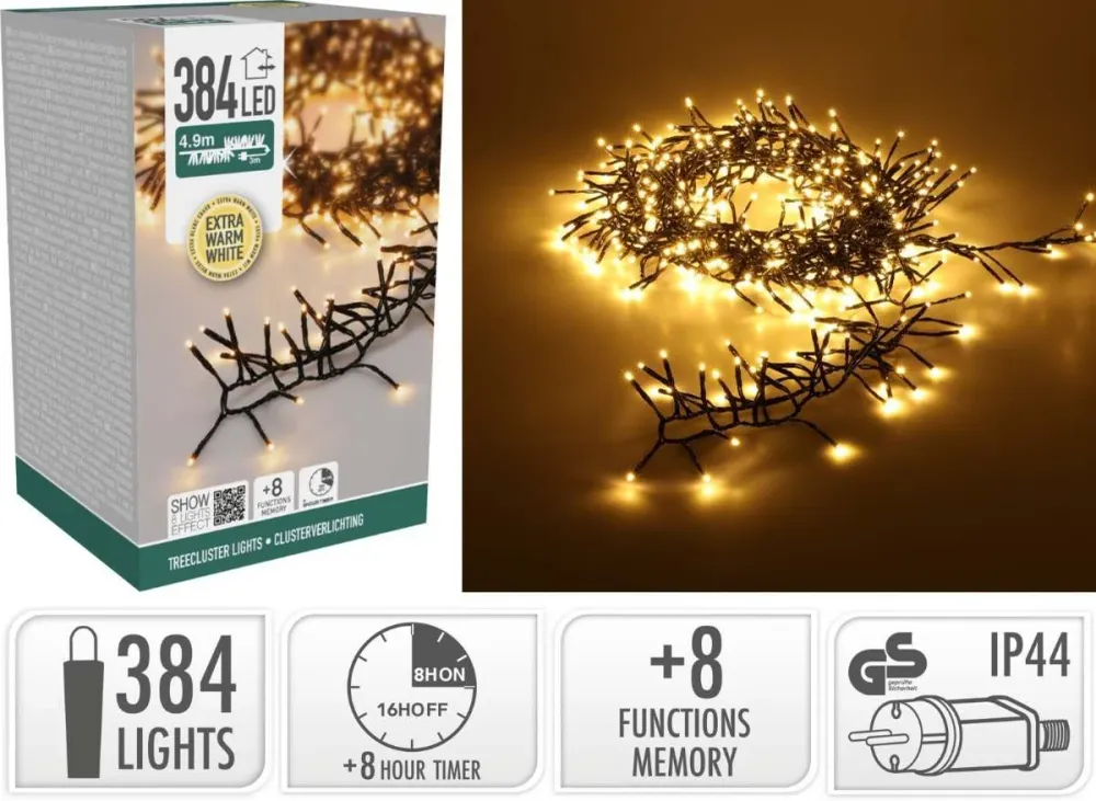 Treecluster Kerstboomverlichting - 384Led - Extra Warm Wit Marcels Webwinkel
