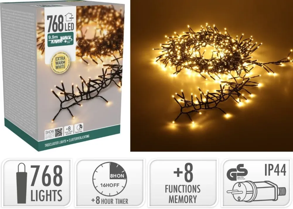 Treecluster Kerstboomverlichting - 768Led - Extra Warm Wit Marcels Webwinkel