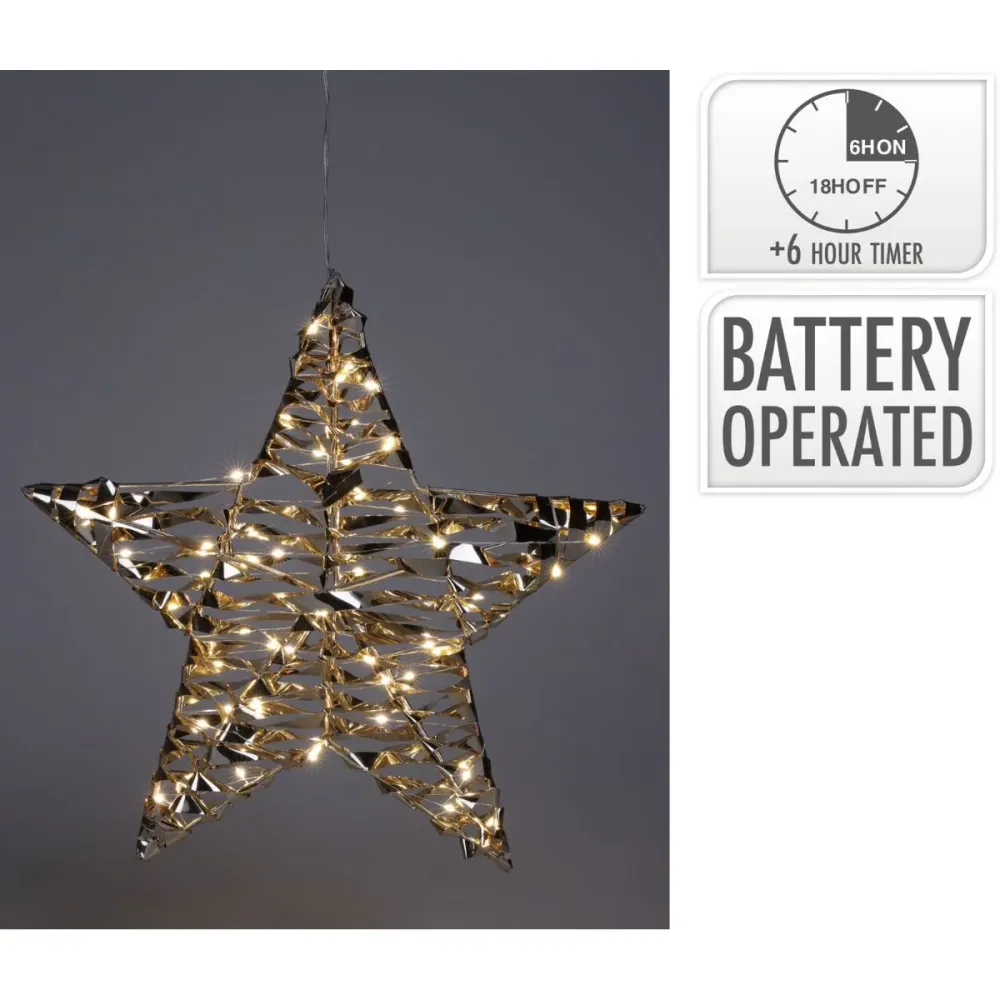 Verlichte Kerstster - Goud - 40 Cm - 60 Led Marcels Webwinkel