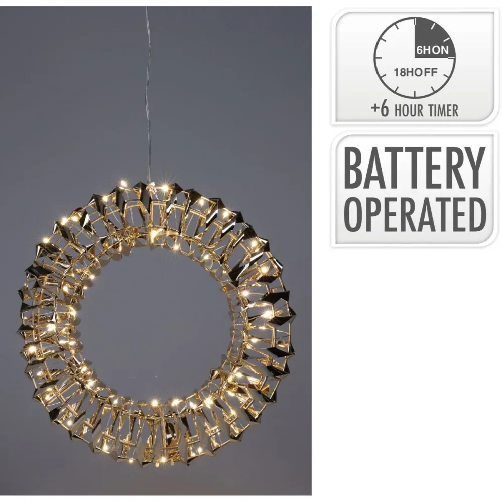 Verlichte Krans - Goud - 30 Cm - 50 Led Marcels Webwinkel