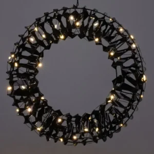 Verlichte Krans - Zwart - 30 Cm - 50 Led Marcels Webwinkel