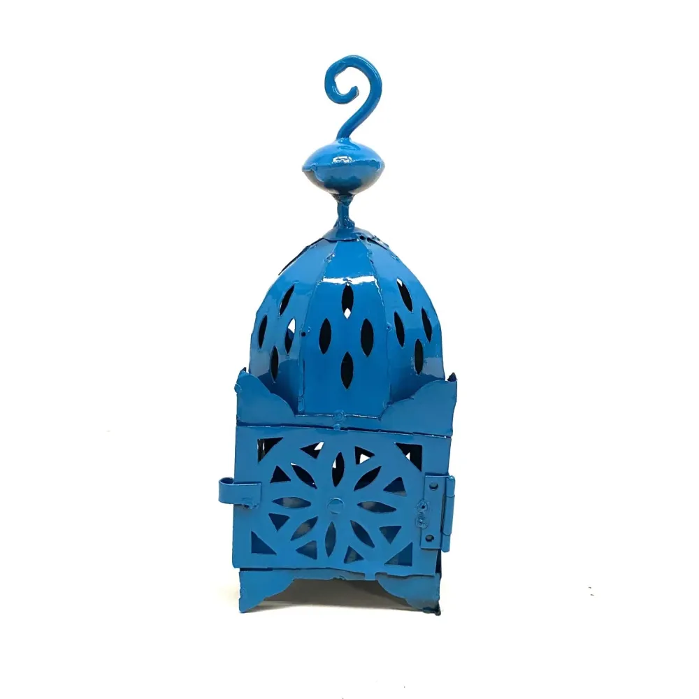 Marokkaanse kaarslantaarn blauw 25cm