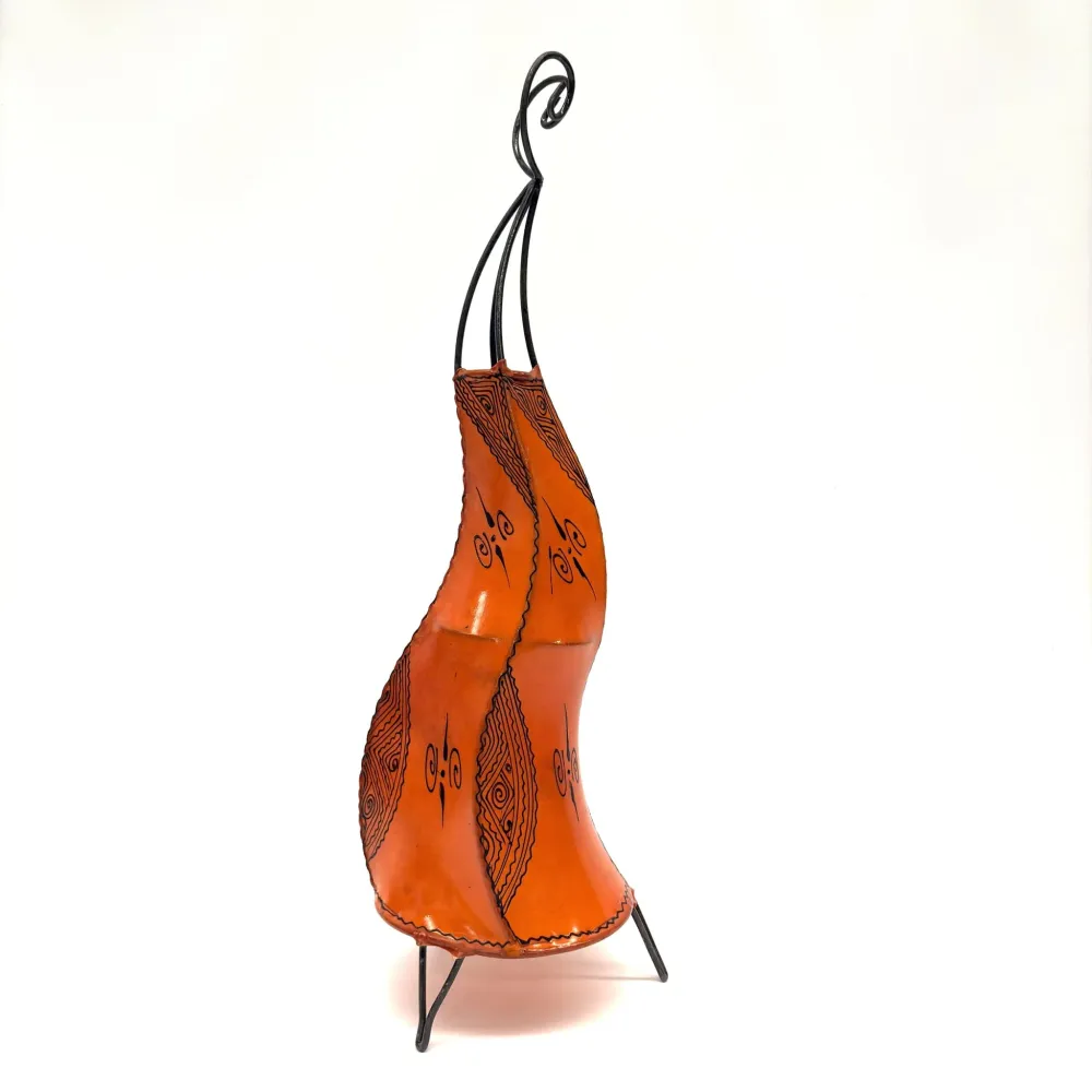 Marokkaanse leer en oranje hennalamp 70cm