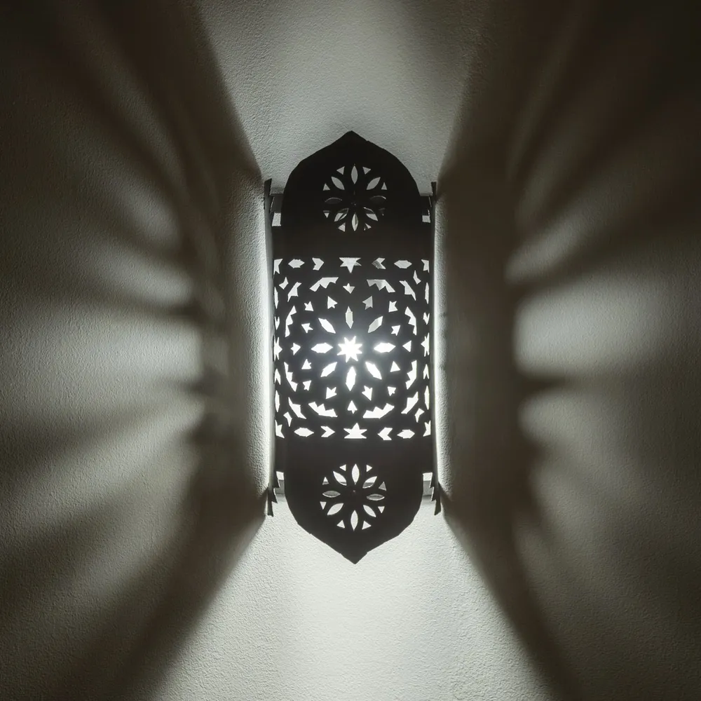 Marokkaanse opengewerkte ijzeren wandlamp 40x16
