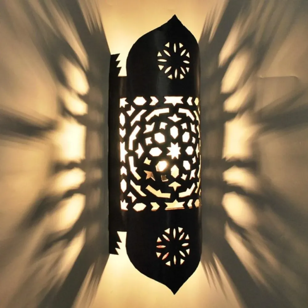 Marokkaanse opengewerkte ijzeren wandlamp 40x16