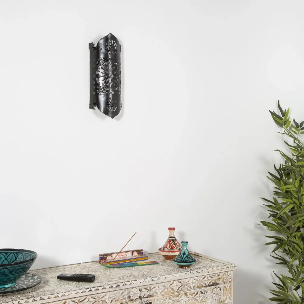 Marokkaanse opengewerkte ijzeren wandlamp 40x16