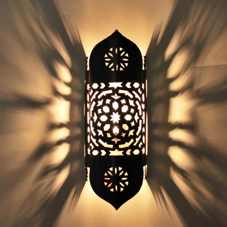 Marokkaanse opengewerkte ijzeren wandlamp 40x16