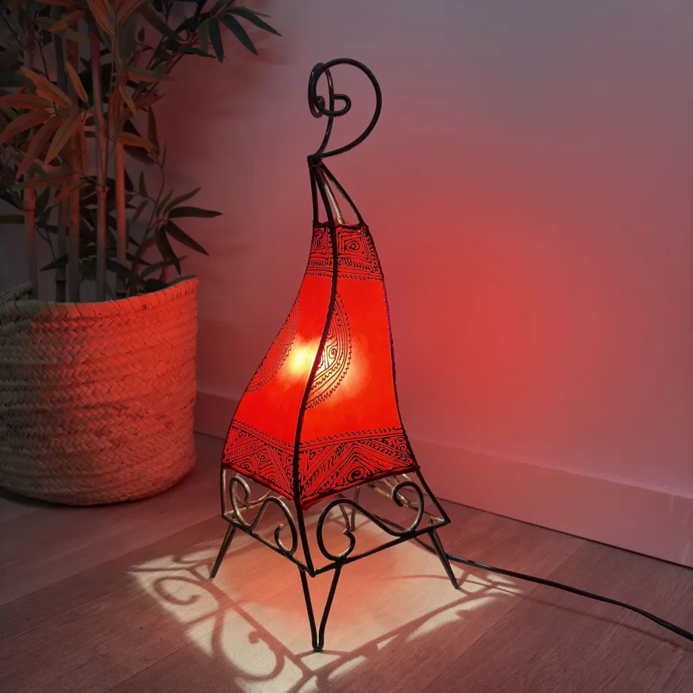Marokkaanse rode piramide leren lamp 50cm