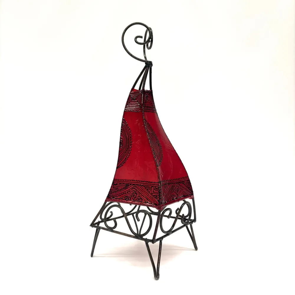 Marokkaanse rode piramide leren lamp 50cm