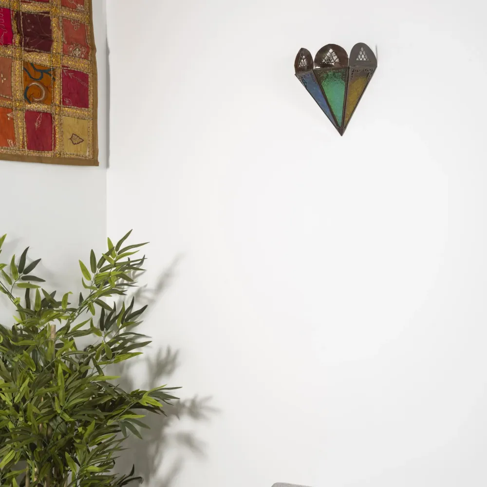 Marokkaanse veelkleurige kristallen driehoekige wandlamp