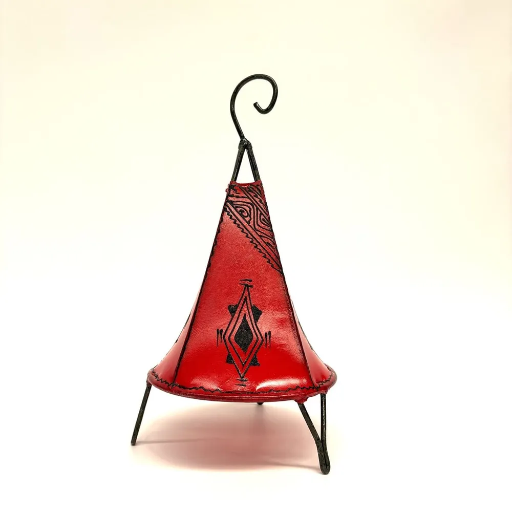 Marrakech Rode Leren Piramide Lamp 35cm