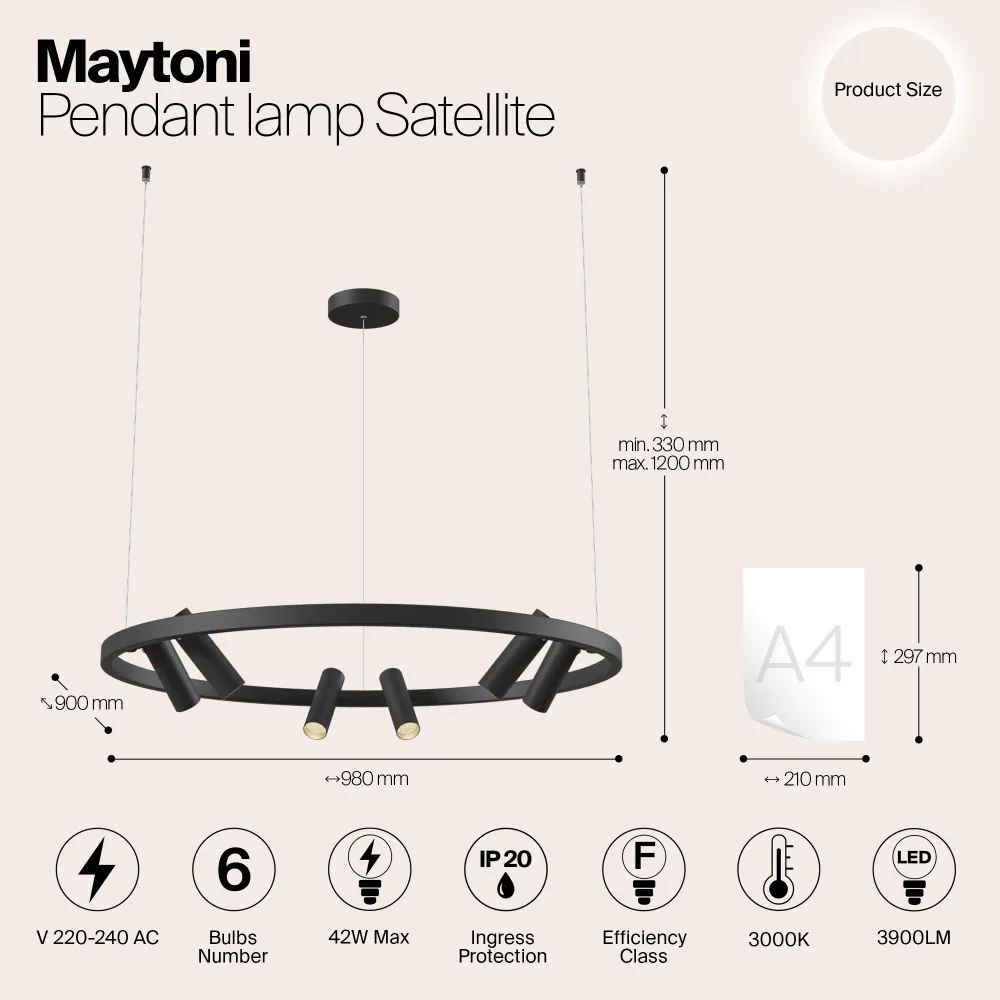 Maytoni - Hanglamp Satellite - Zwart