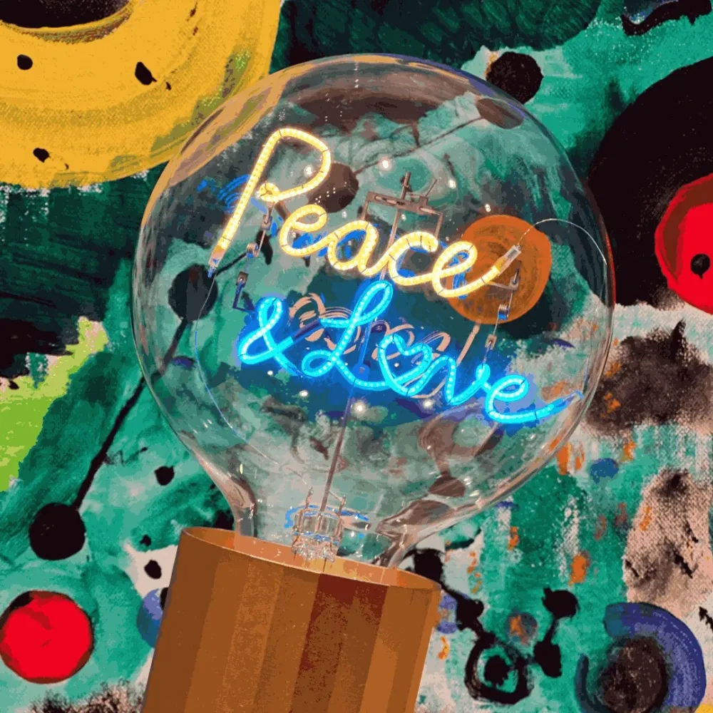 MITB Bulb Peace & Love LED tekst lamp draadloos Message in the Bulb