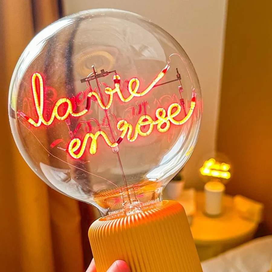 MITB Bulb La vie en Rose tekst lamp draadloos Message in the Bulb