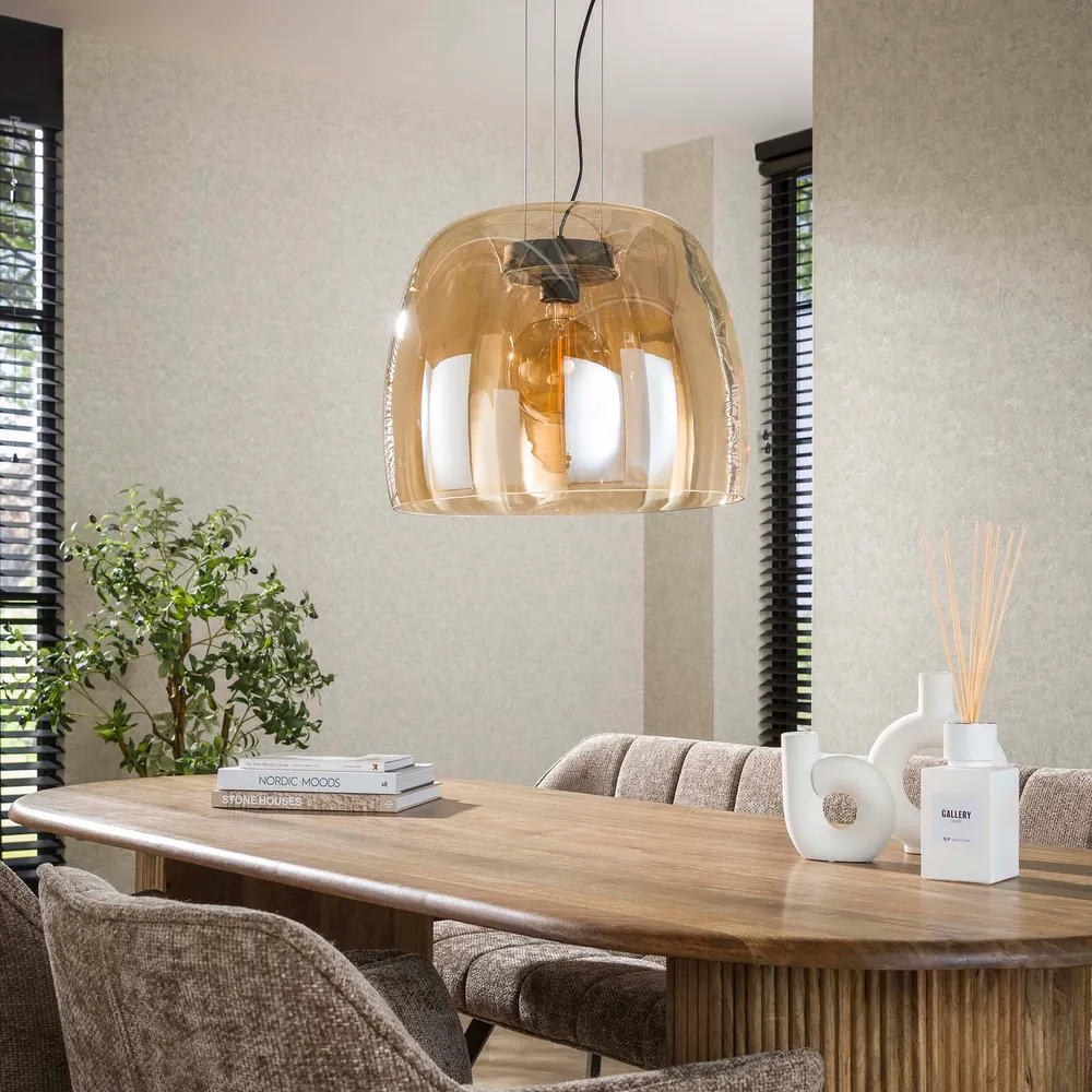 Hanglamp Lunaris XL - 1-lichts - Amberkleurig - Glas Meubelserie Lunaris