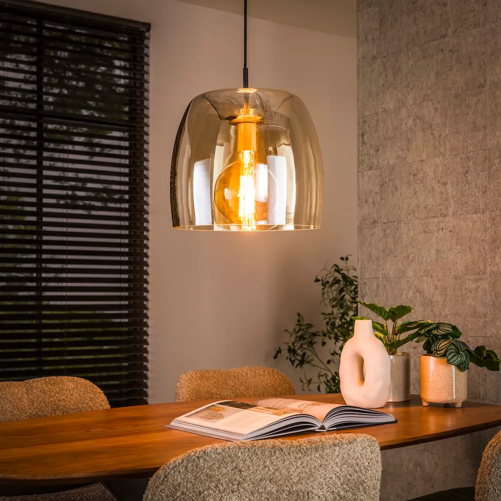 Hanglamp Lunaris - 1-lichts - Amberkleurig - Glas Meubelserie Lunaris