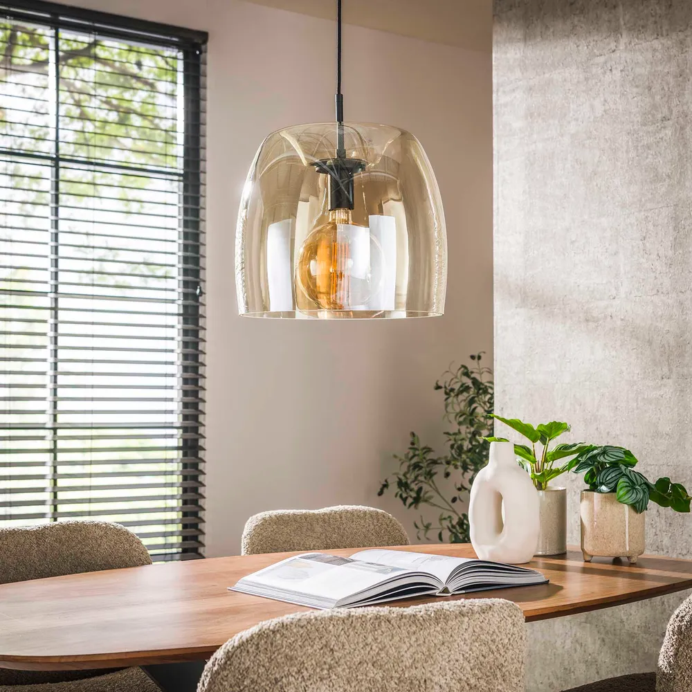Hanglamp Lunaris - 1-lichts - Amberkleurig - Glas Meubelserie Lunaris