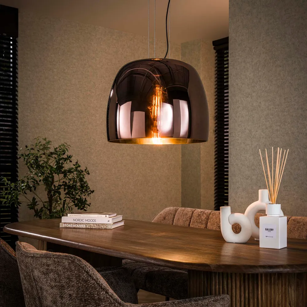 Hanglamp Lunaris XL - 1-lichts - Koper - Glas Meubelserie Lunaris