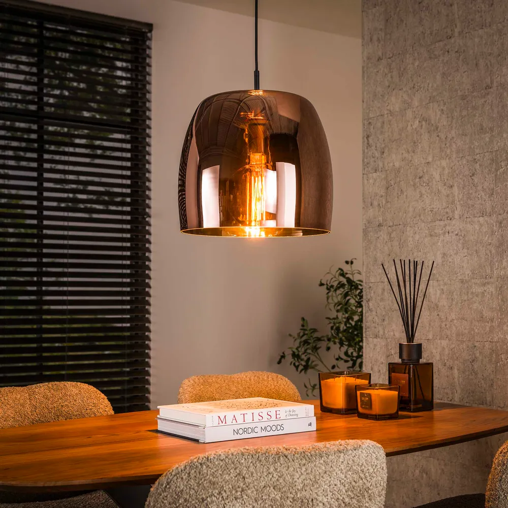 Hanglamp Lunaris - 1-lichts - Koper - Glas Meubelserie Lunaris