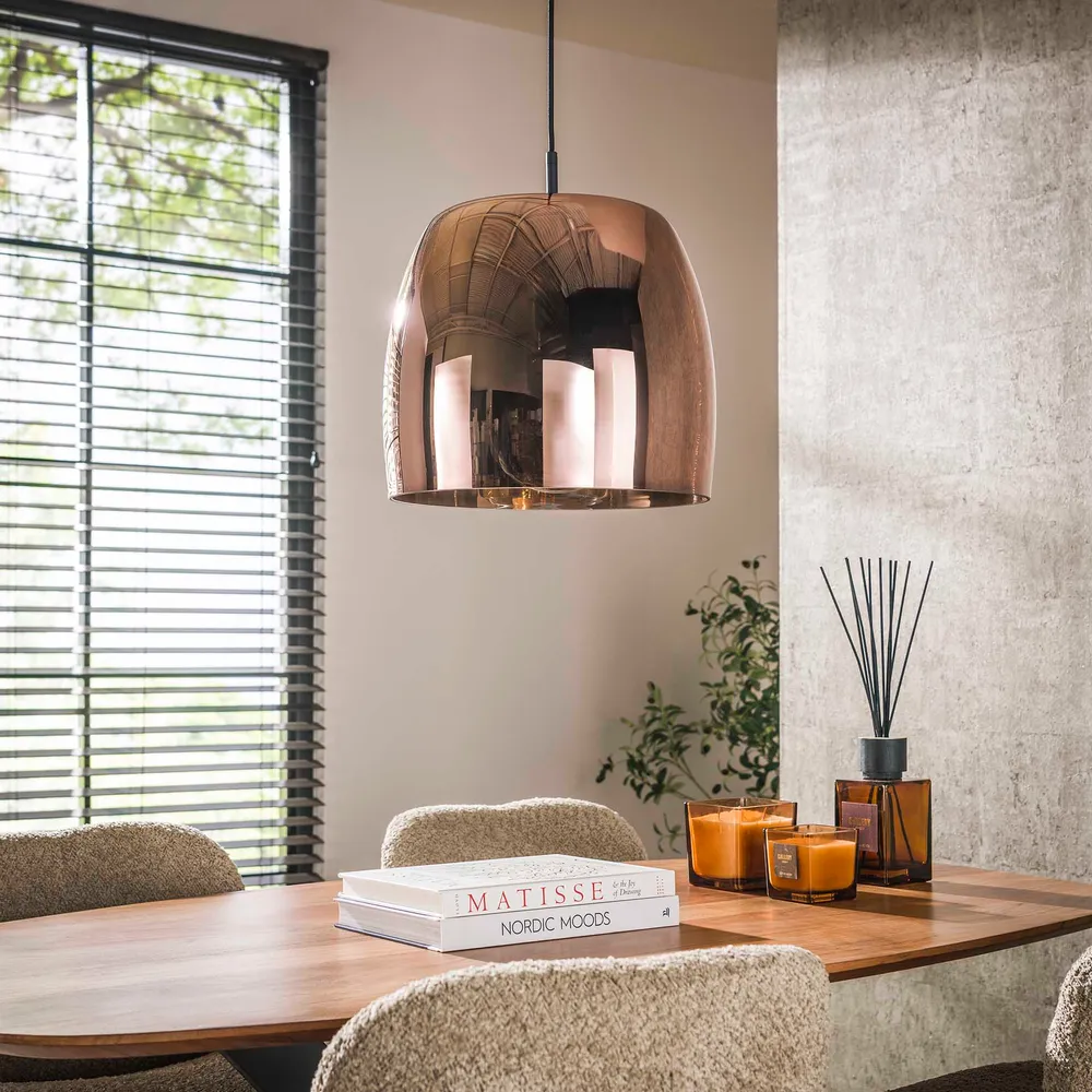 Hanglamp Lunaris - 1-lichts - Koper - Glas Meubelserie Lunaris
