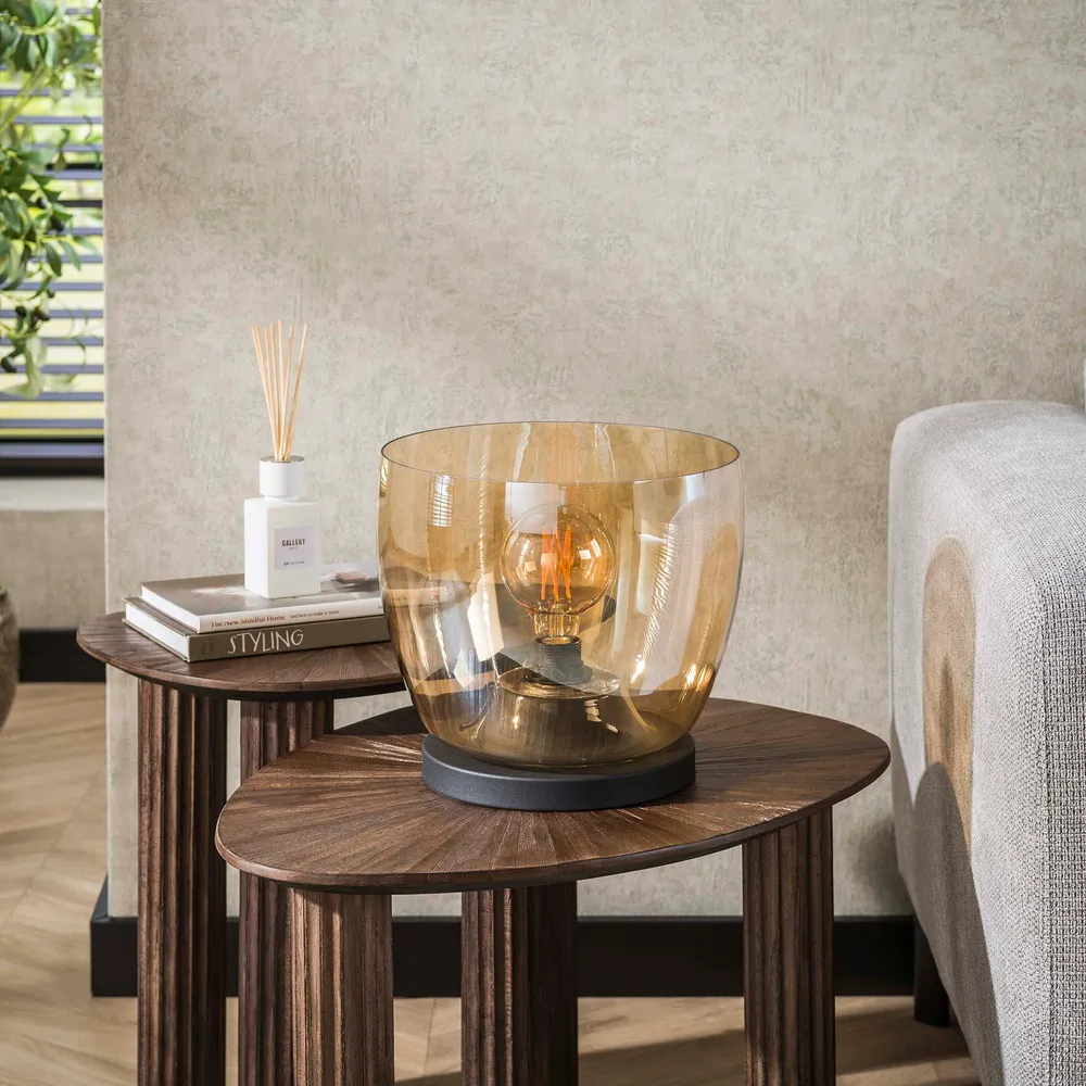 Vloerlamp Lunaris - Amberkleurig - Glas - Ø 29 cm Meubelserie Lunaris