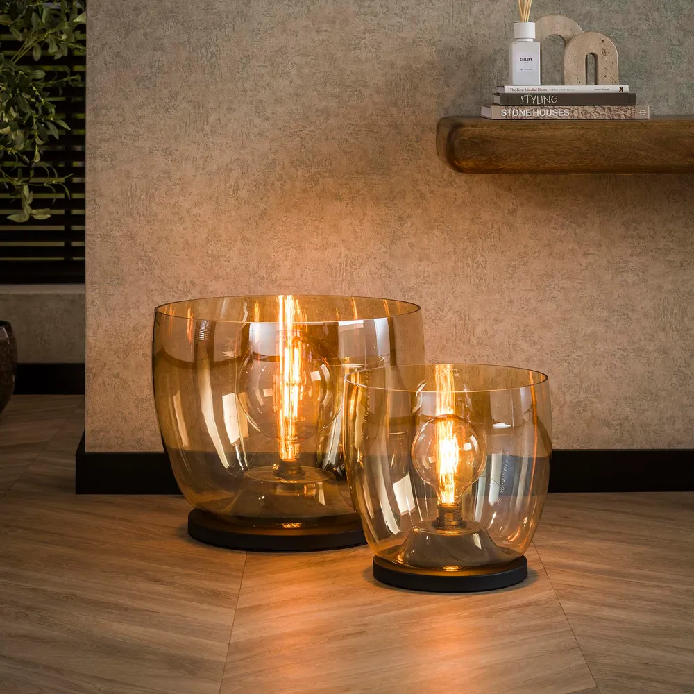 Vloerlamp Lunaris - Amberkleurig - Glas - Ø 33 cm Meubelserie Lunaris