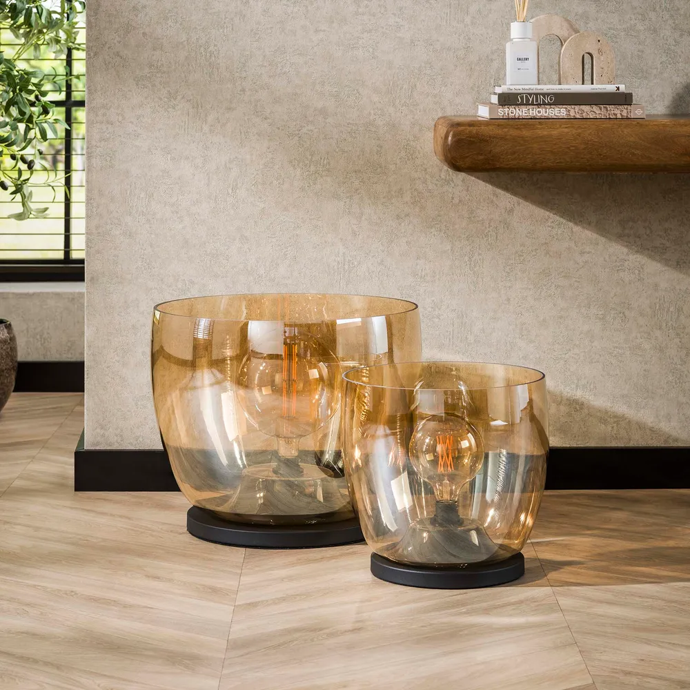 Vloerlamp Lunaris - Amberkleurig - Glas - Ø 33 cm Meubelserie Lunaris