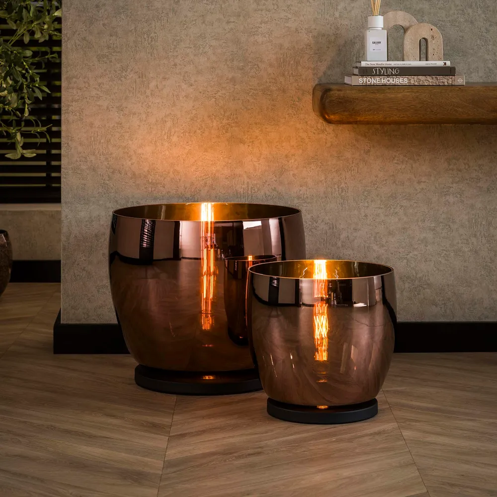 Vloerlamp Lunaris - Koper - Glas - Ø 33 cm Meubelserie Lunaris