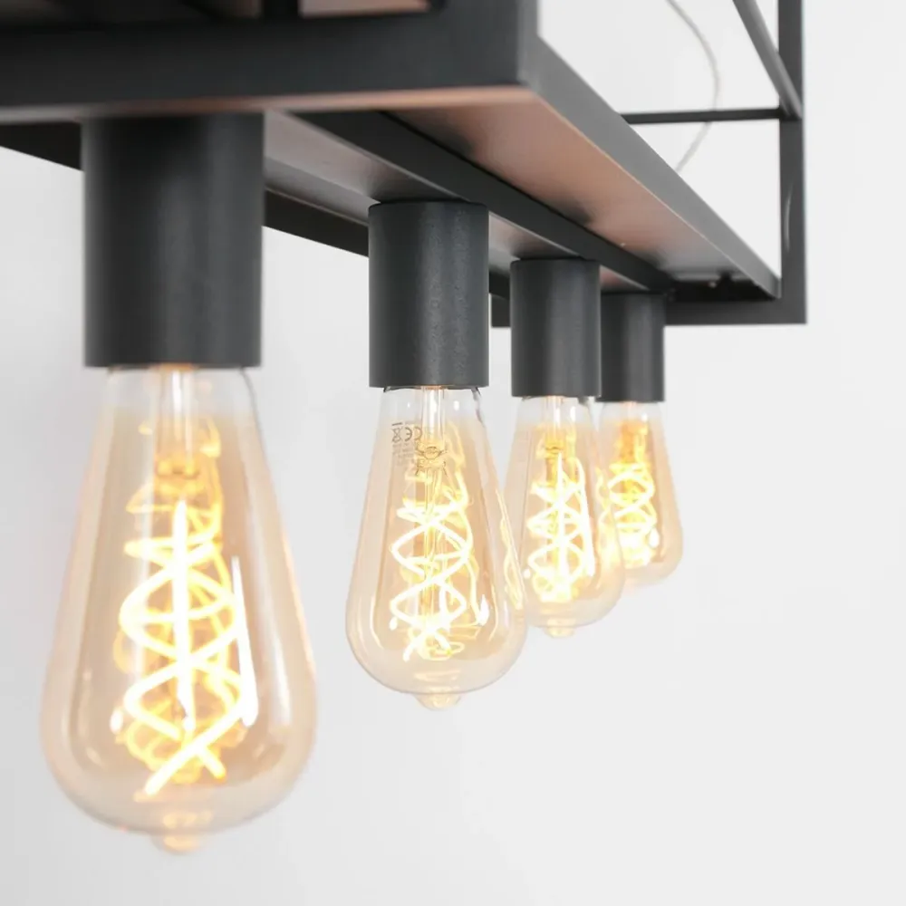 Mexlite hanglamp buckley - 4 lichts - 100x 140 cm - zwart