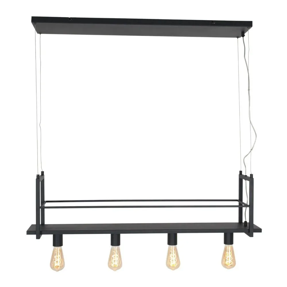 Mexlite hanglamp buckley - 4 lichts - 100x 140 cm - zwart