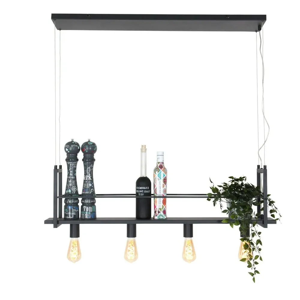Mexlite hanglamp buckley - 4 lichts - 100x 140 cm - zwart
