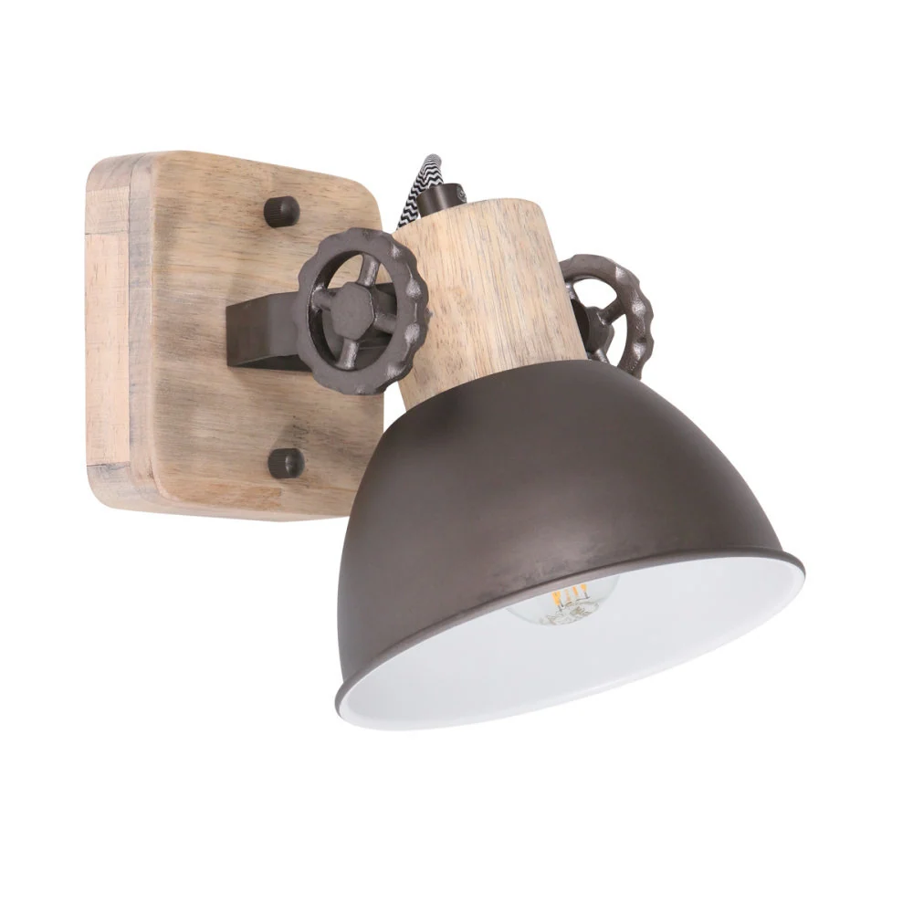 Mexlite spot gearwood - 1 lichts - 15x 17 cm - antraciet