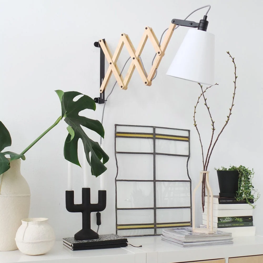 Mexlite wandlamp liv - 1 lichts - 80x 30.5 cm - beuken