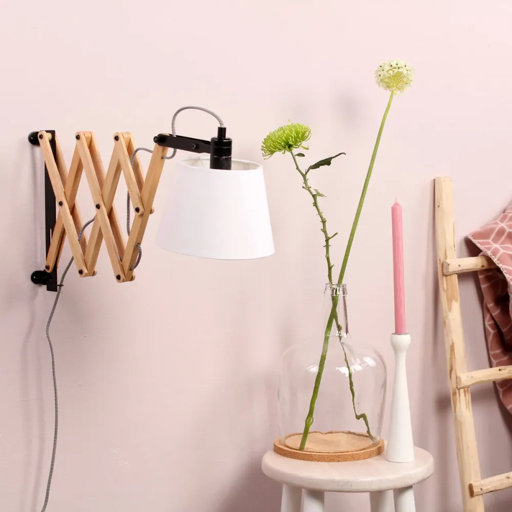 Mexlite wandlamp liv - 1 lichts - 80x 30.5 cm - beuken