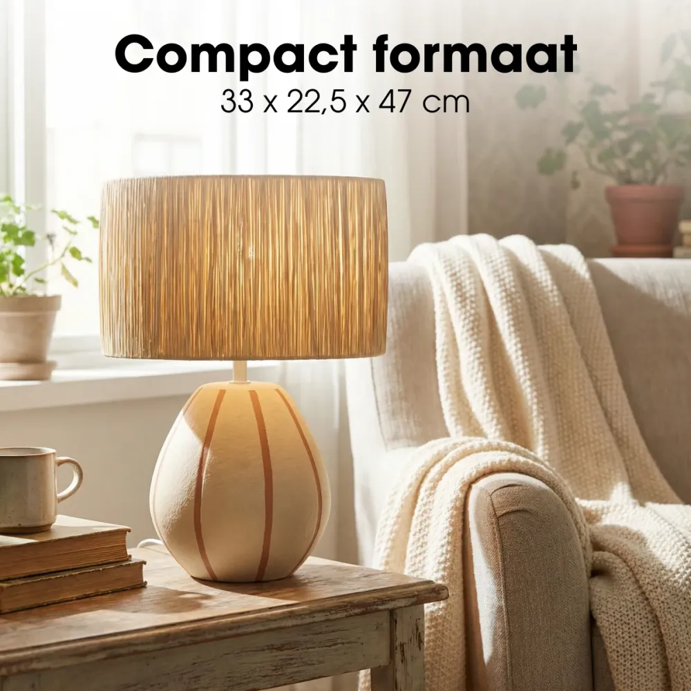 Mica Decorations Denton Tafellamp Woonkamer - Lamp Decoratief met Lampenkap - Bureaulamp Tafellampen Woonkamer - 33 x 22,5...