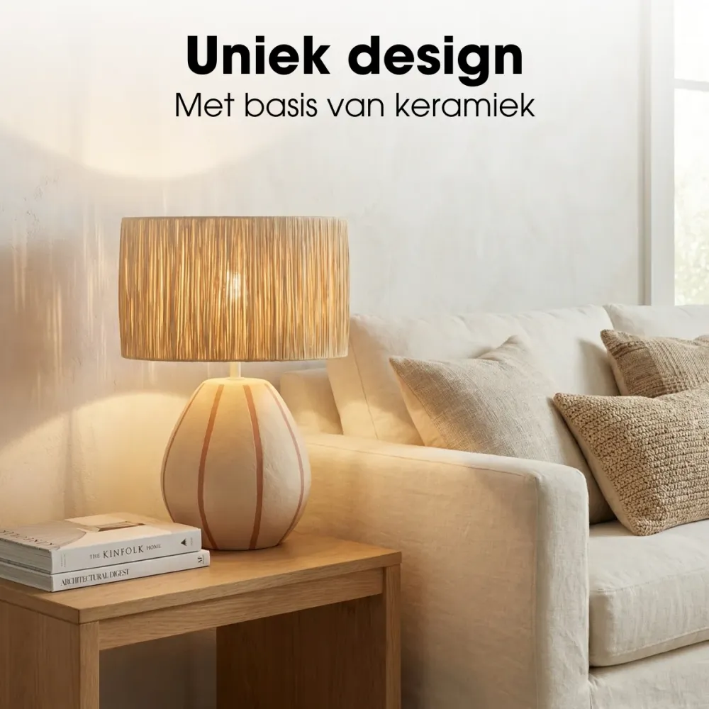 Mica Decorations Denton Tafellamp Woonkamer - Lamp Decoratief met Lampenkap - Bureaulamp Tafellampen Woonkamer - 33 x 22,5...
