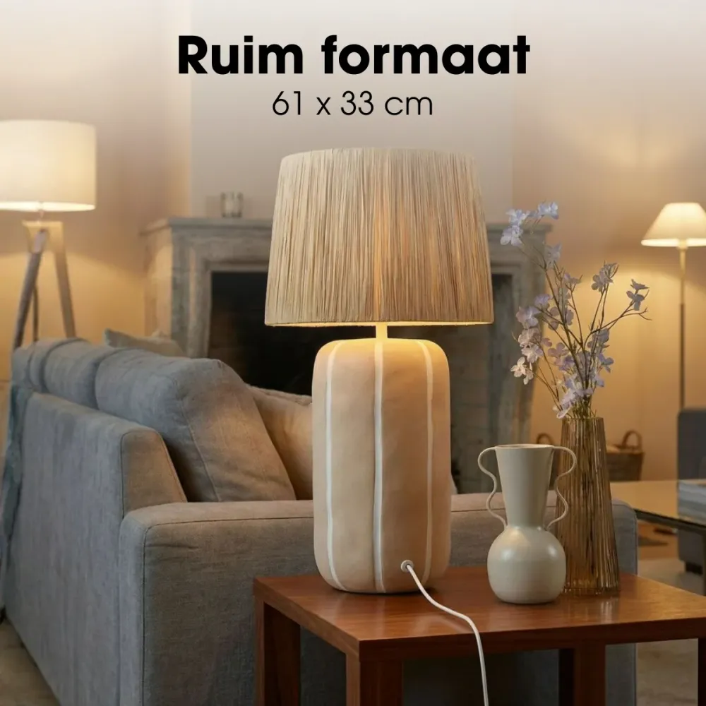 Mica Decorations Denton Tafellamp Woonkamer - Lamp Decoratief met Lampenkap - Bureaulamp Tafellampen Woonkamer - 61 x ⌀33...