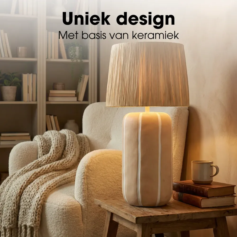 Mica Decorations Denton Tafellamp Woonkamer - Lamp Decoratief met Lampenkap - Bureaulamp Tafellampen Woonkamer - 61 x ⌀33...