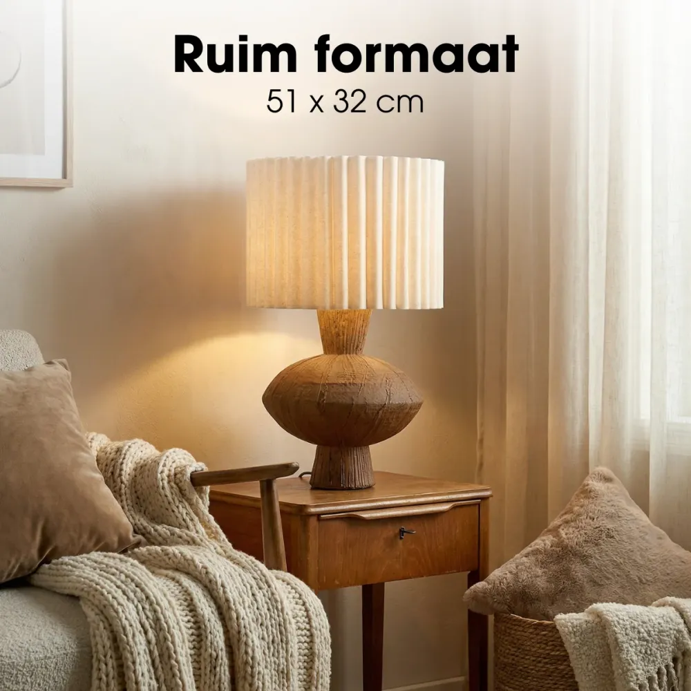 Mica Decorations Frey Tafellamp Woonkamer - Japandi Stijl - Lamp Decoratief met Lampenkap - Bureaulamp Tafellampen Woonkam...